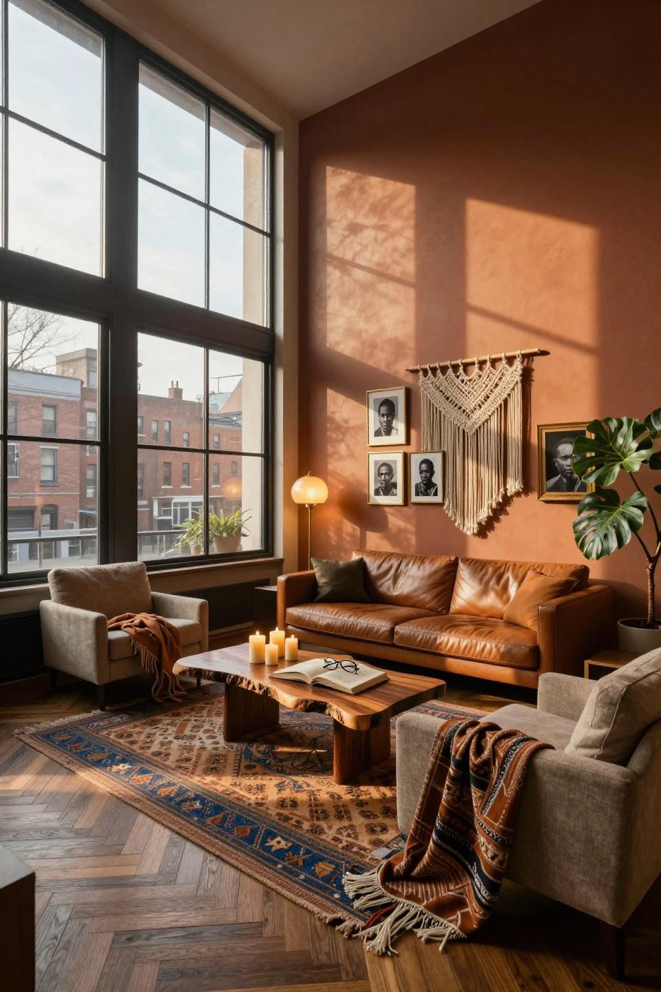 Afro Modern Decor - unlacquered brass floor lamp with patina