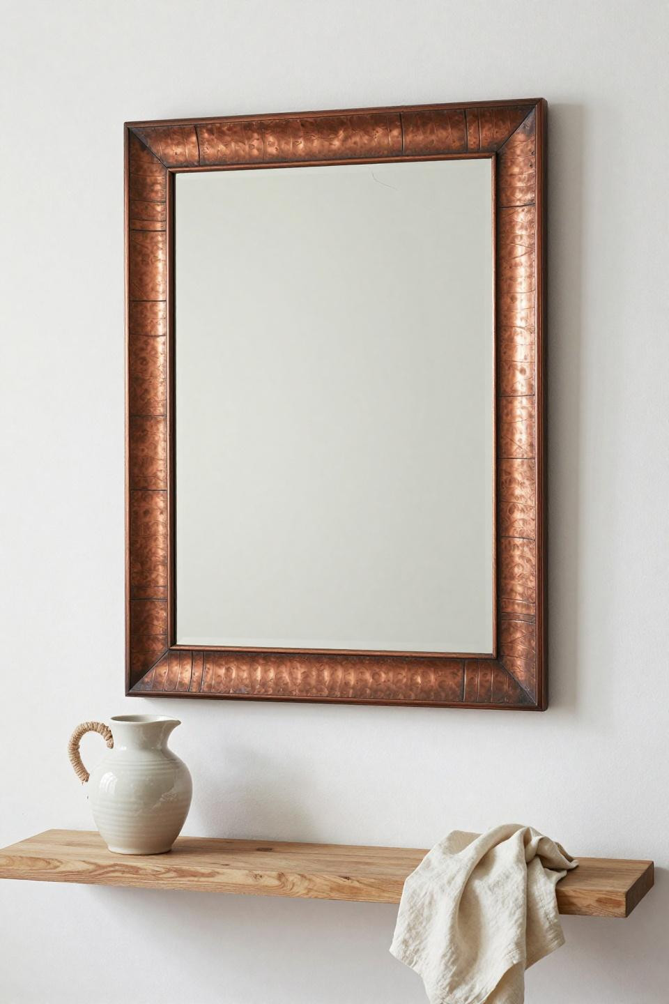 Mirror Wall Art - art deco copper mirror on white wall