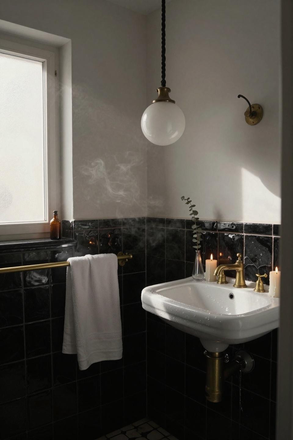 Small full bathroom ideas - Moroccan zellige tiles powder room