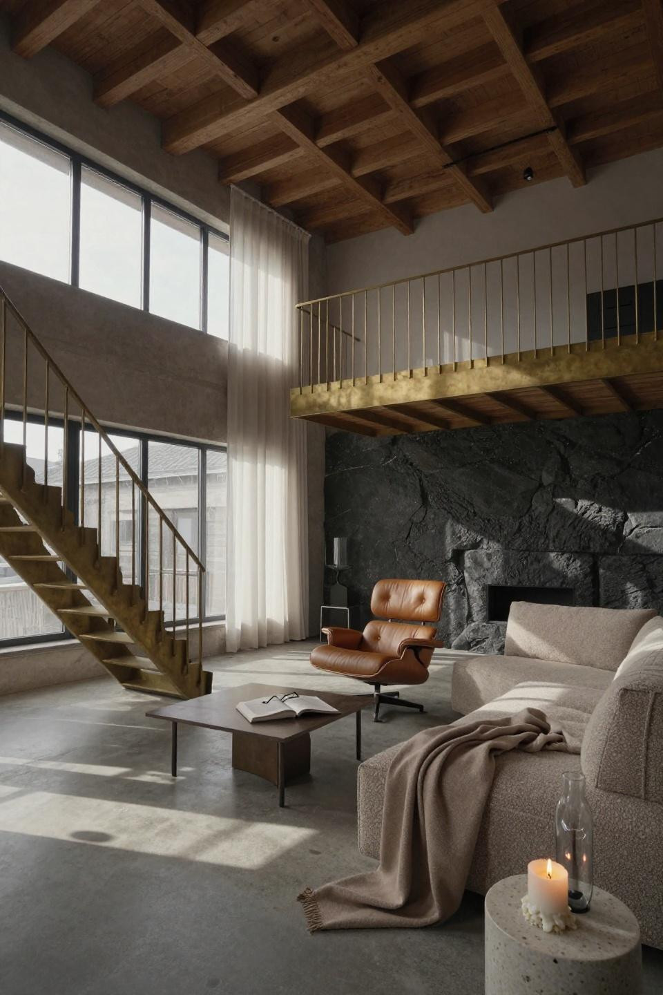 Blocksburg house layout - industrial two-story loft