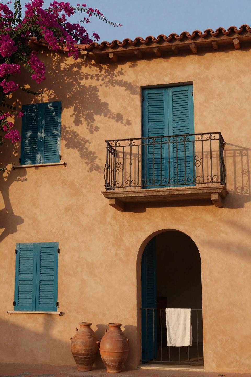 Bloxburg House Ideas Exterior - apricot mediterranean cottage bougainvillea