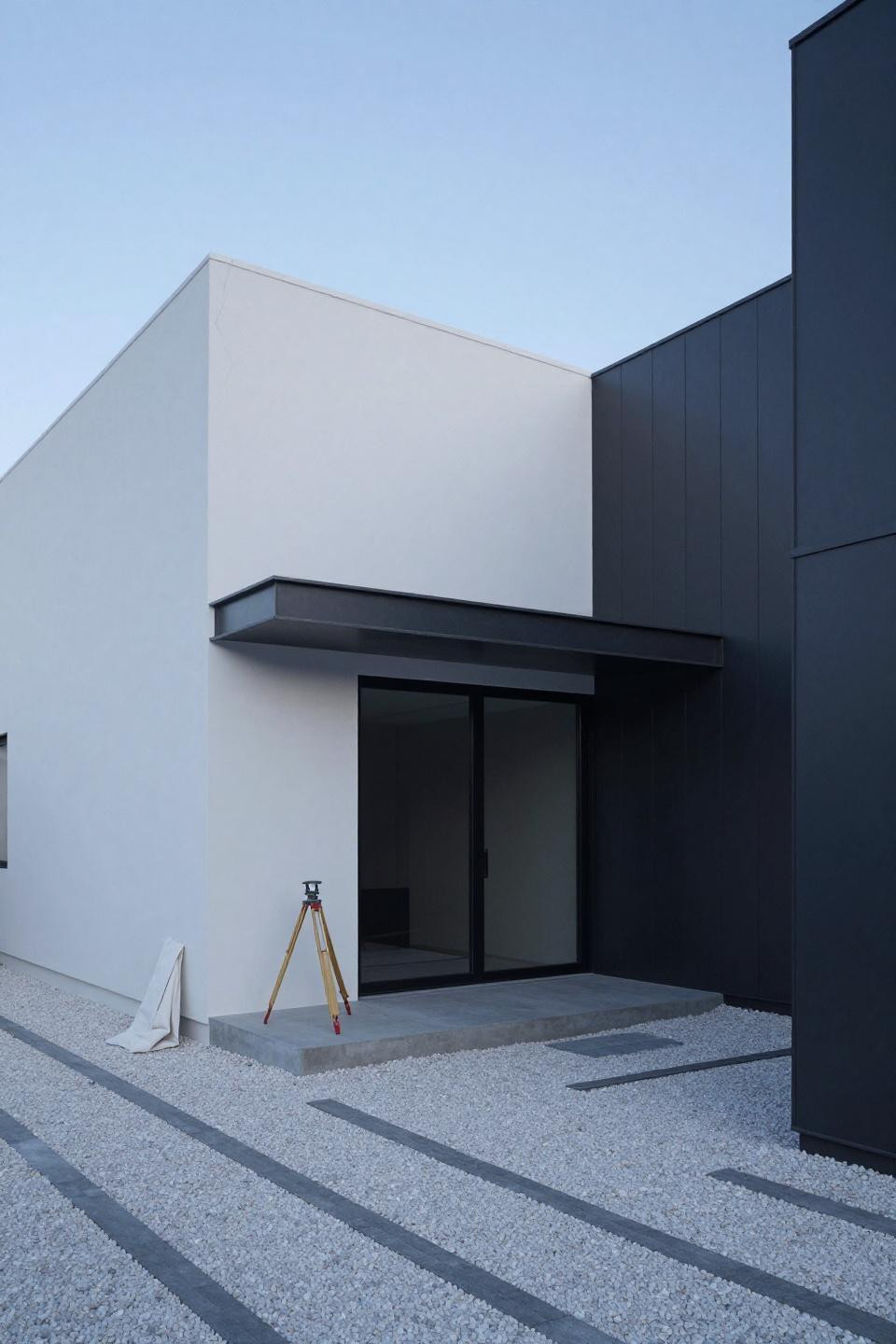 Blox Burg House Layout - minimalist white charcoal exterior