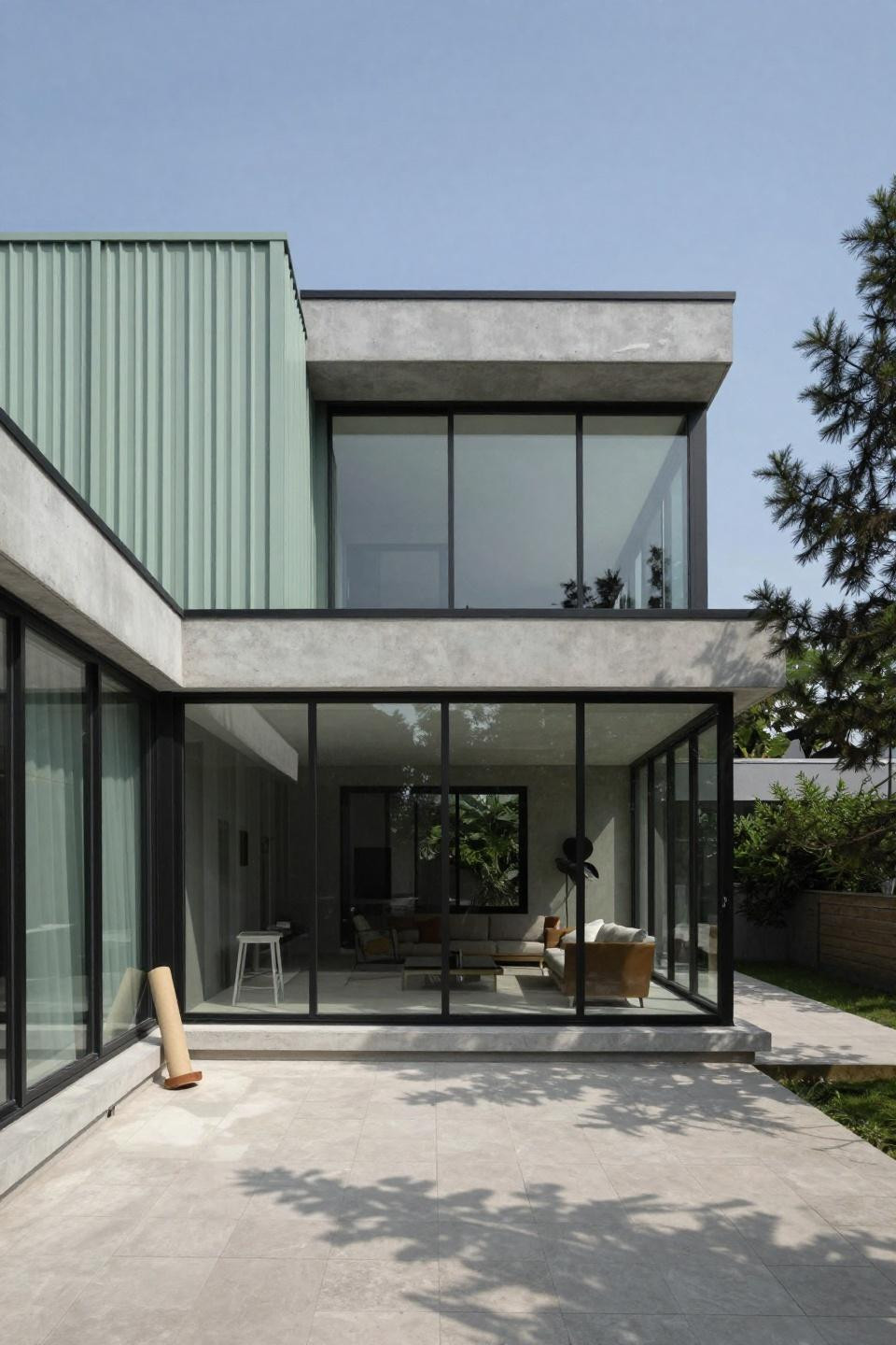 Bloxburg Layout Ideas 2 Story - sage green metal screening modernist