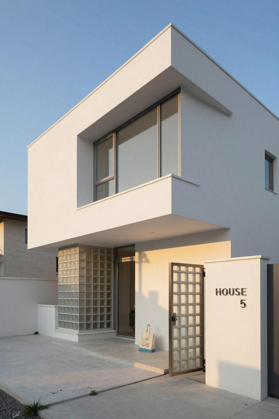Bloxburg House Ideas Exterior - white cubic glass block modern
