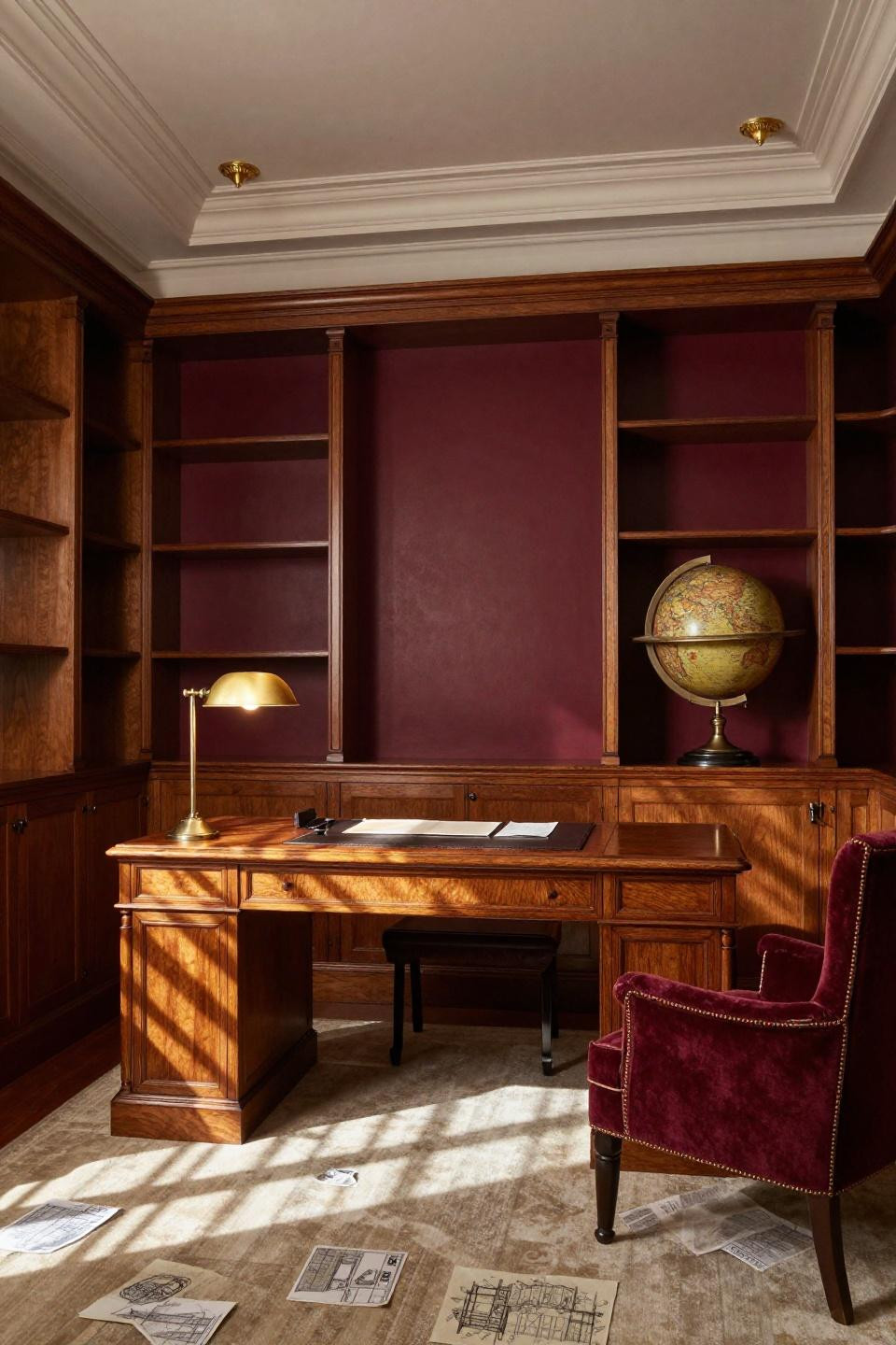 Bloxburg Art Room - craftsman mahogany workspace