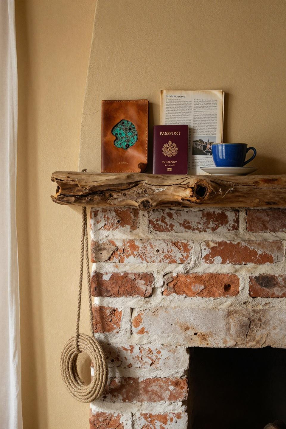 Fireplace Mantel Decorating Ideas - bohemian whitewashed brick fireplace