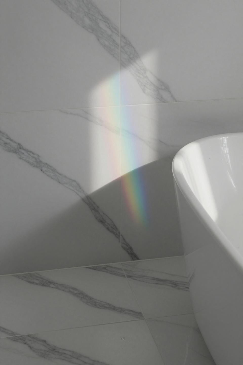 Small Full Bathroom Ideas - Carrara marble chevron in matte and polished finish