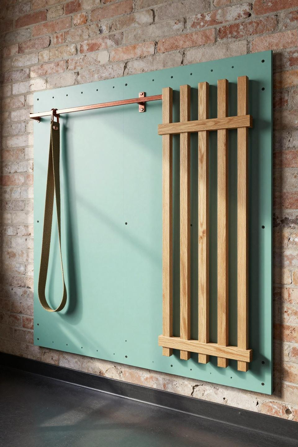 Home Workshop Ideas - chartreuse pegboard with oak dividers