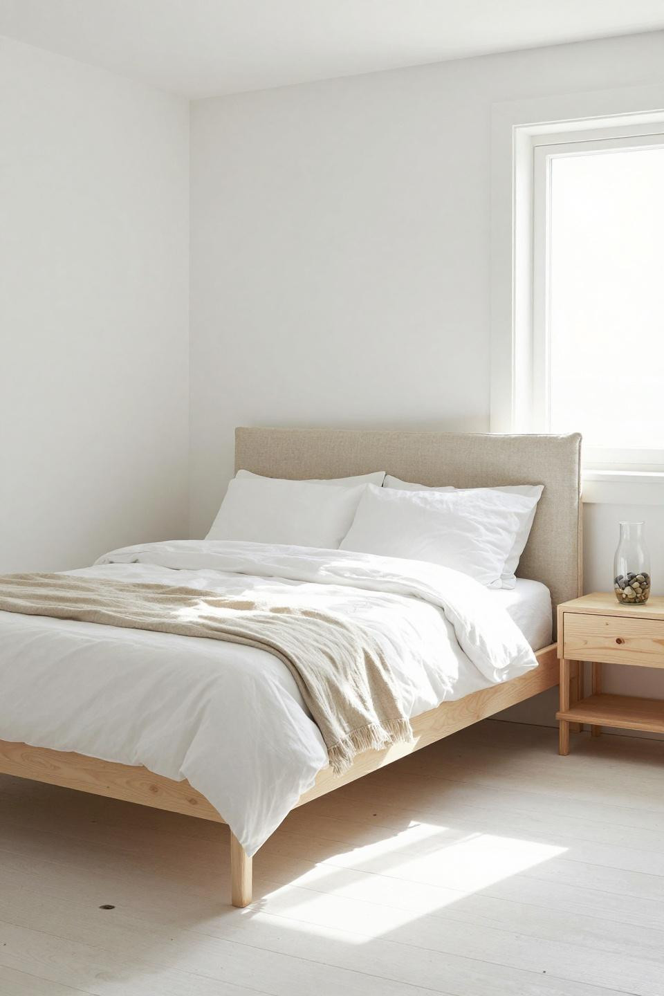 Coastal Bedrooms Ideas - birch platform bed with white percale