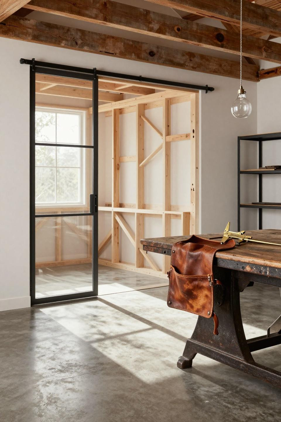 Barn makeover - converted barn studio with sliding door