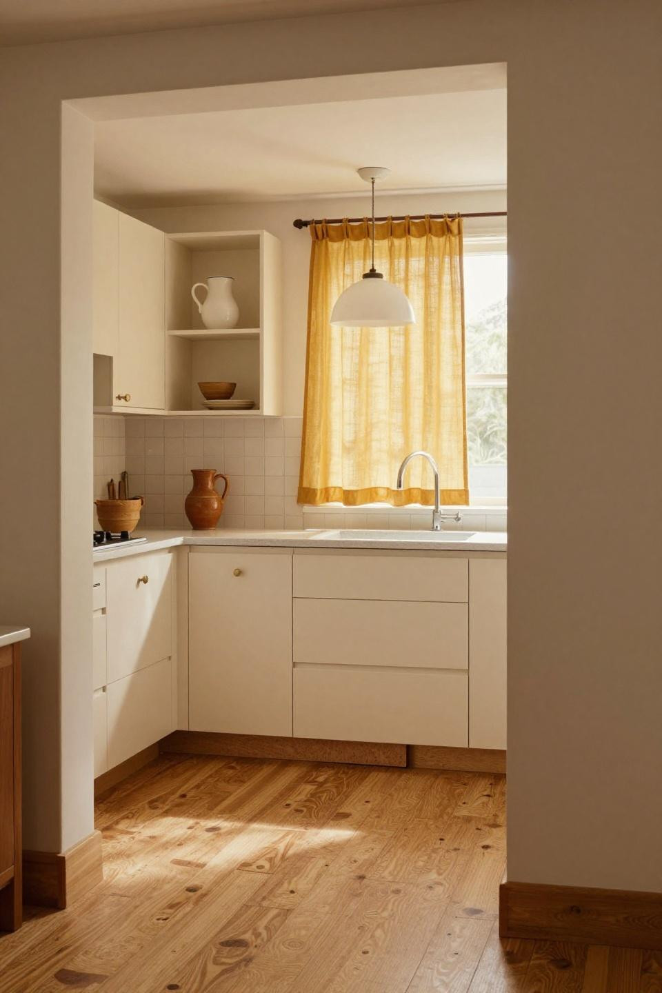 tile flooring ideas - warm honey-toned cork in organic grid pattern