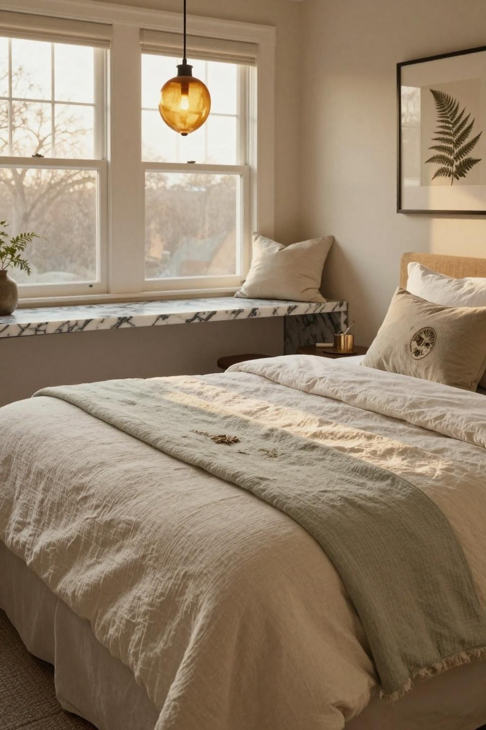 Room Inspo Ideas - Calacatta marble desk with fossil veining