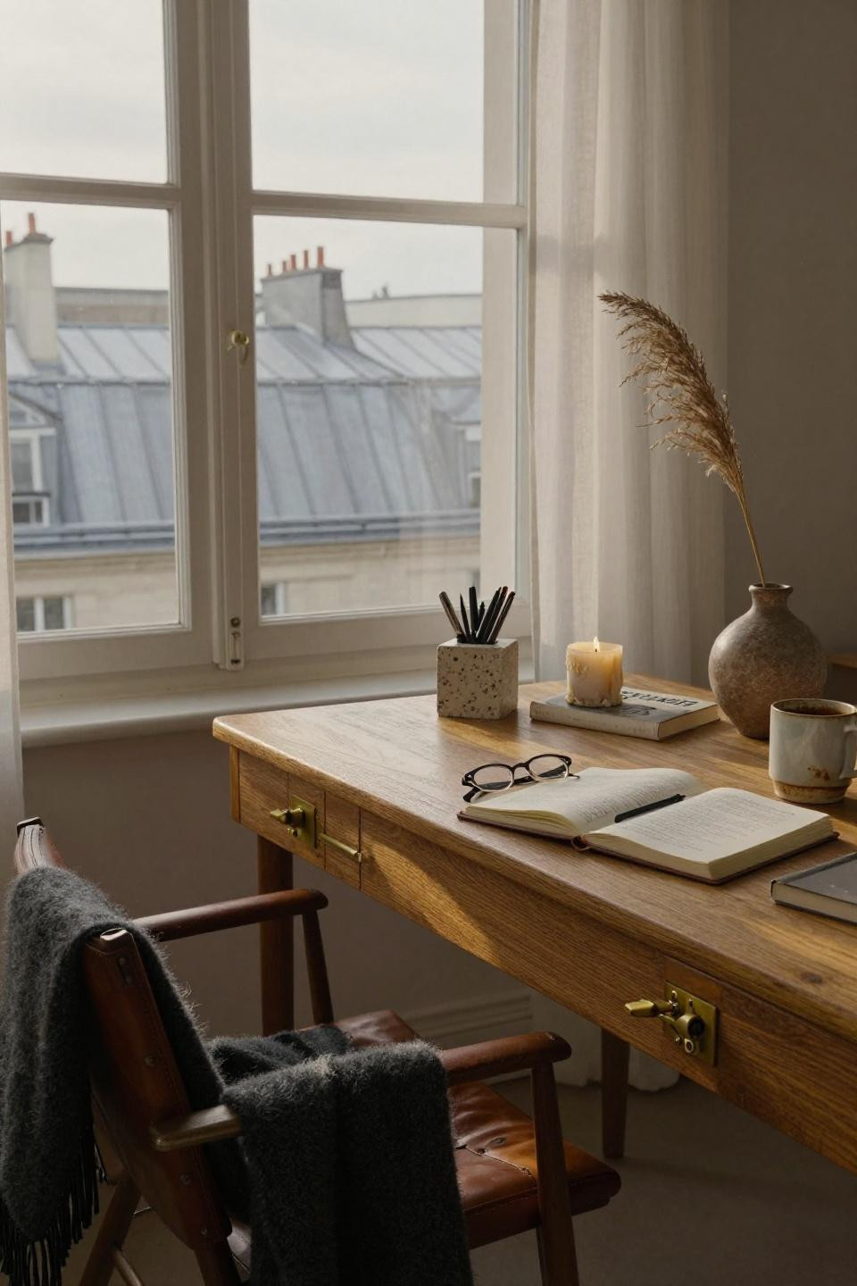 Office Vibes Aesthetic - vintage drafting table in Paris loft