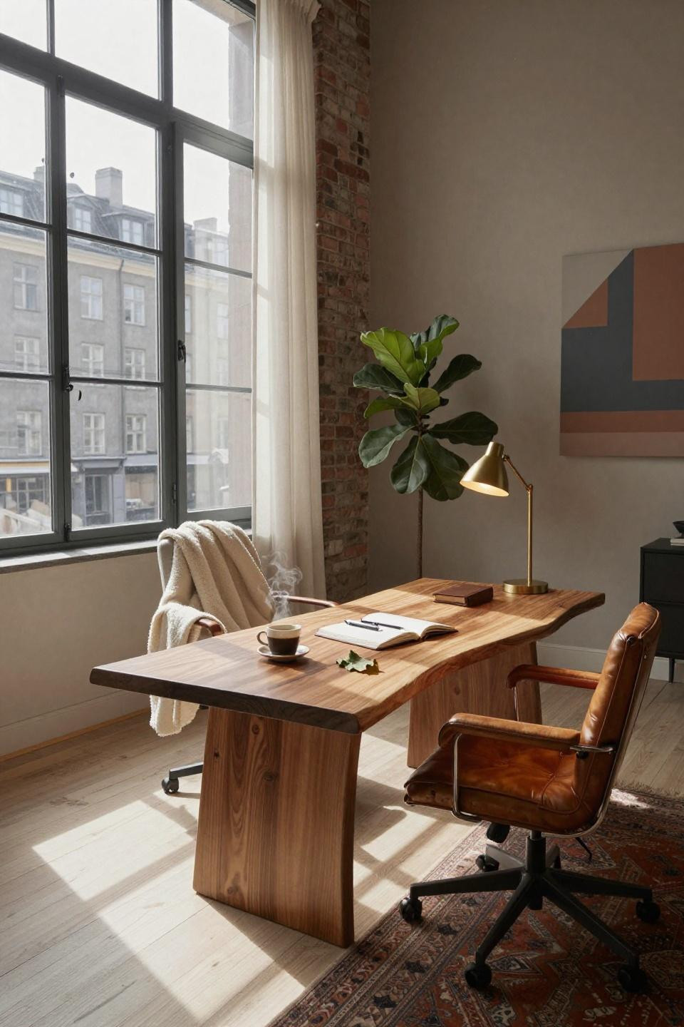 Office Life Aesthetic - greige walls with geometric patterns