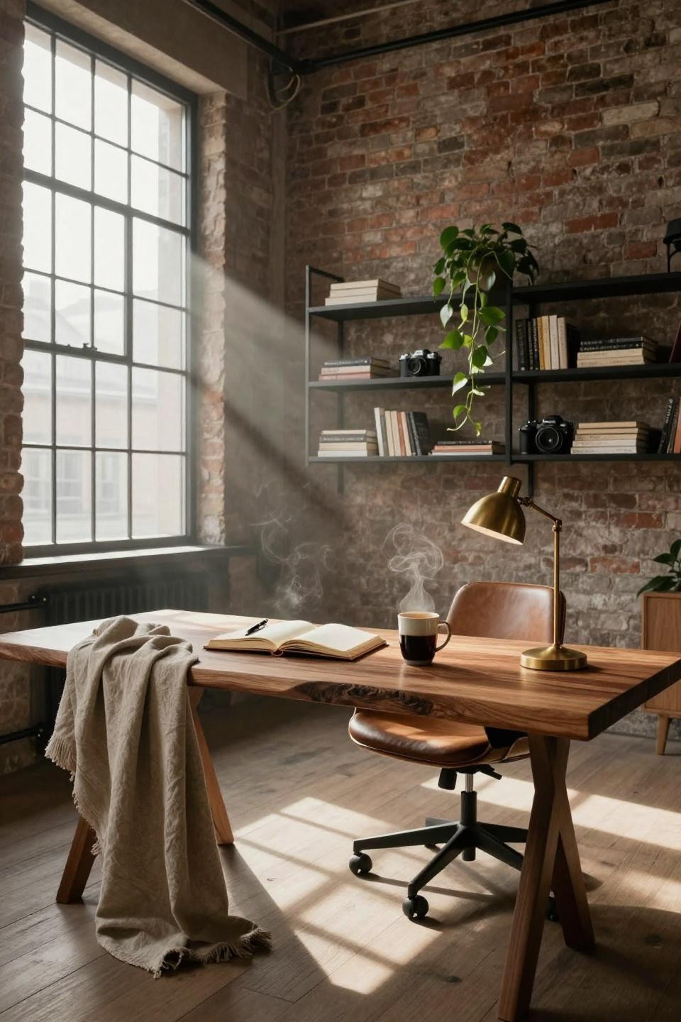 Office Vibes Aesthetic - workspace with black steel shelving