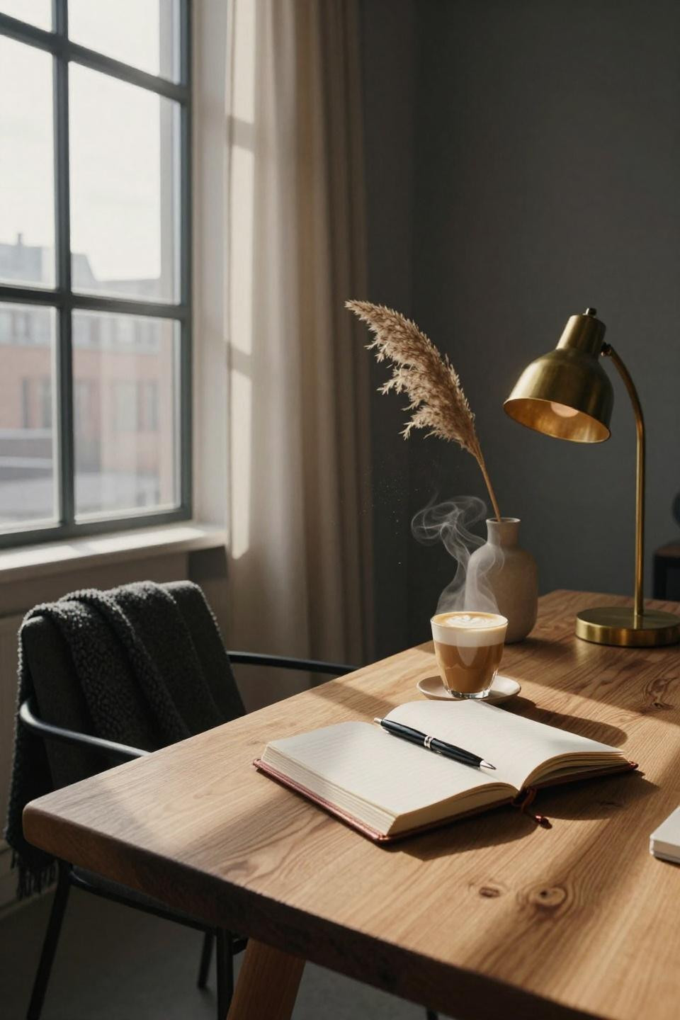 Office Job Aesthetic - Scandinavian home office with live-edge desk