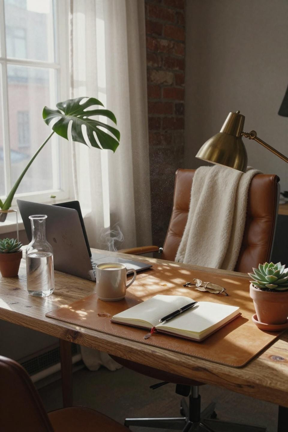 Work Desk Aesthetic Office - Copenhagen loft with leather chair