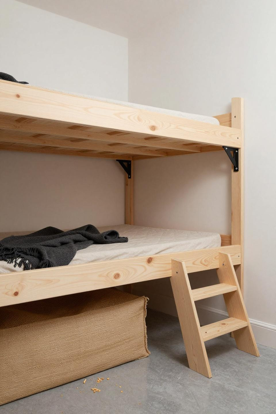 Loft Bed Ideas For Teens - DIY plywood loft bed with steel brackets