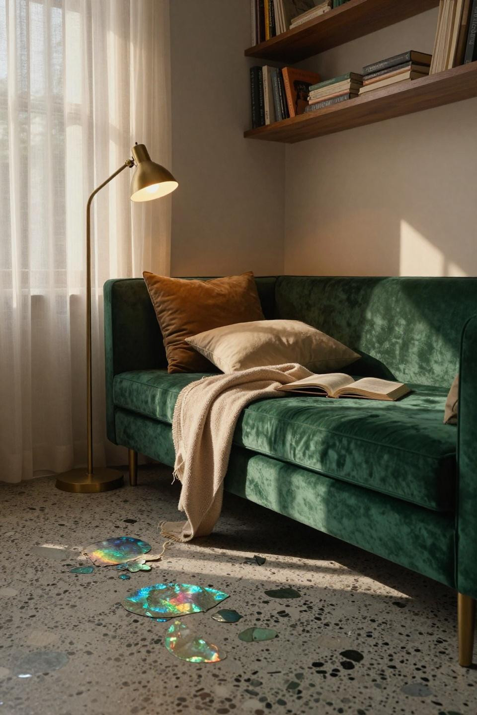 Cute Bedroom Ideas Teenagers - emerald daybed on terrazzo with abalone