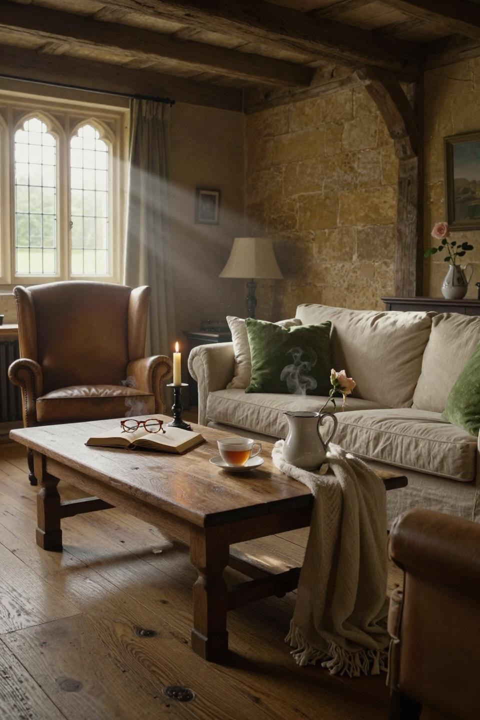 English Country Interior Design - traditional roll-arm seating