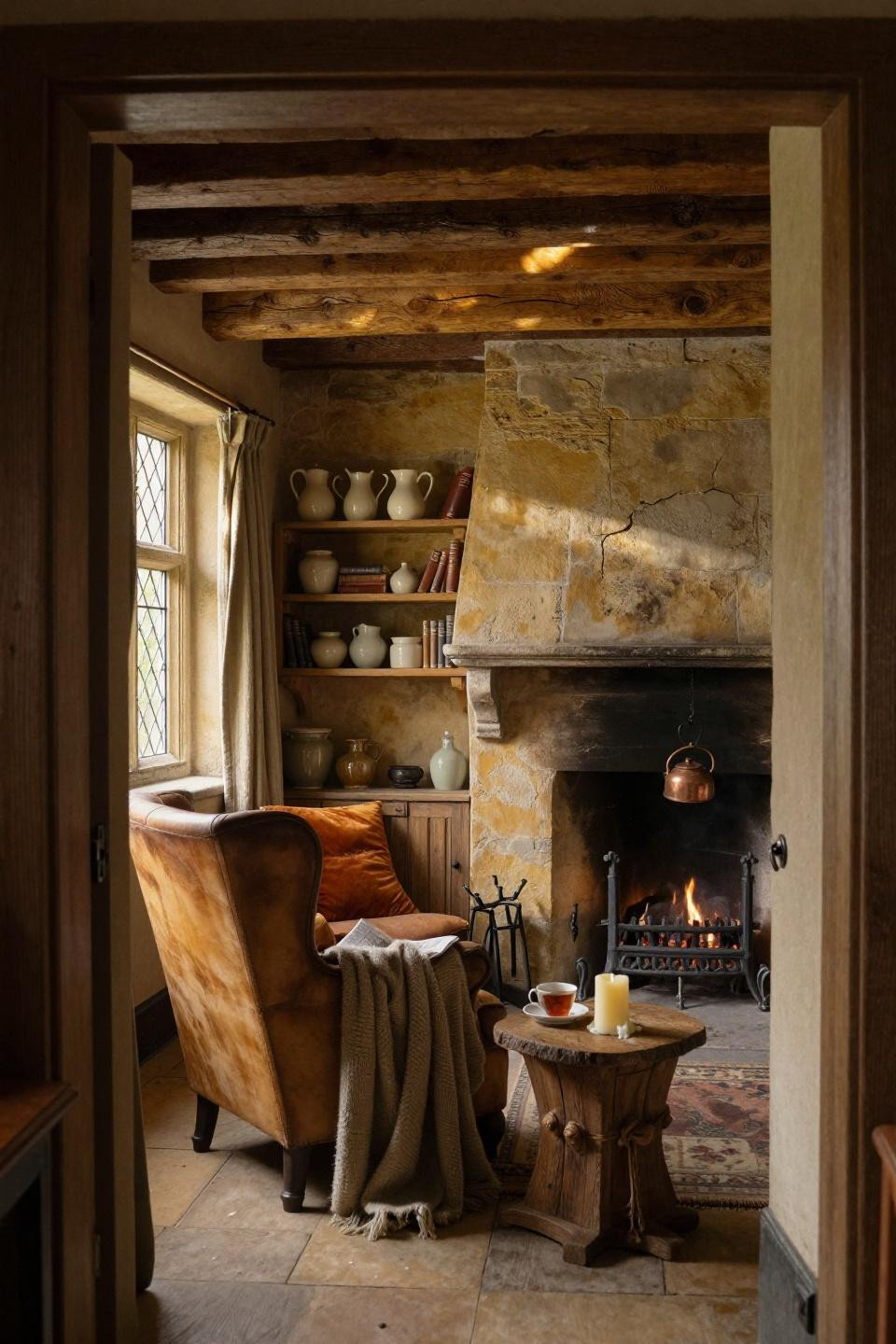 British Cottage Interior - doorway view into lived-in space