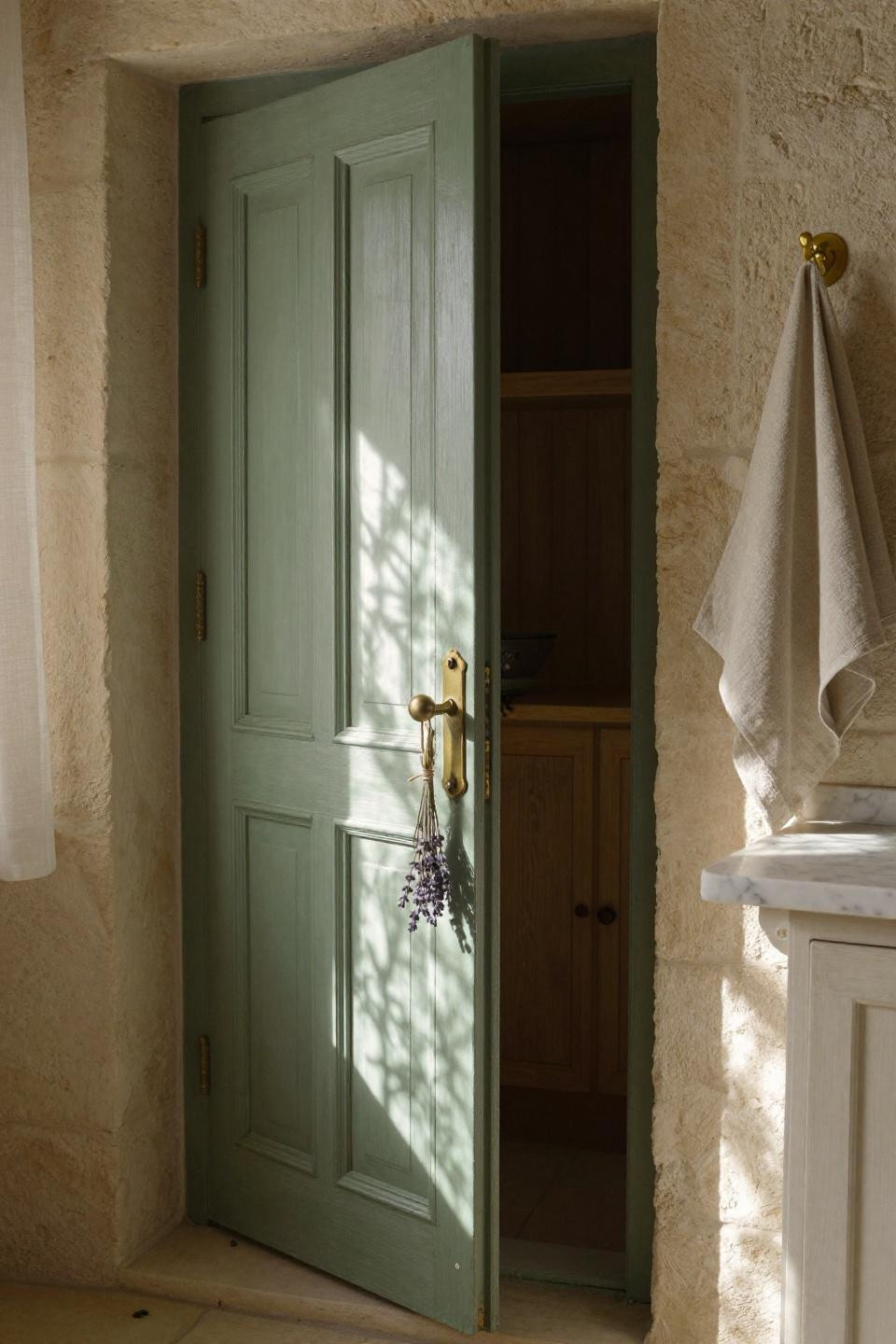 Antique French pantry door with hand-carved panels