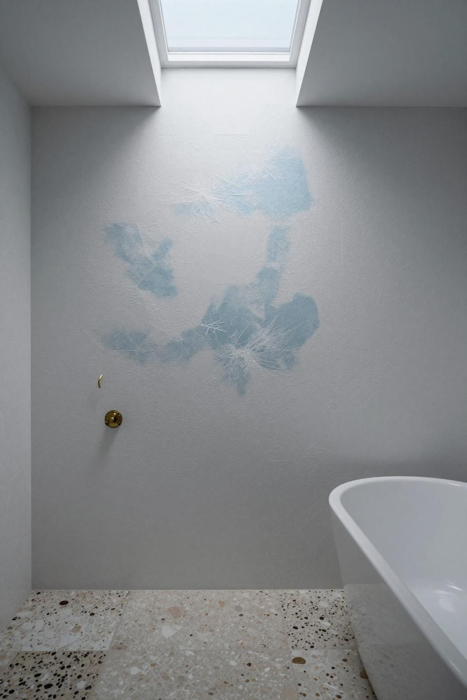 Master Bath Ideas - glacier-white hexagonal porcelain tiles floor to ceiling