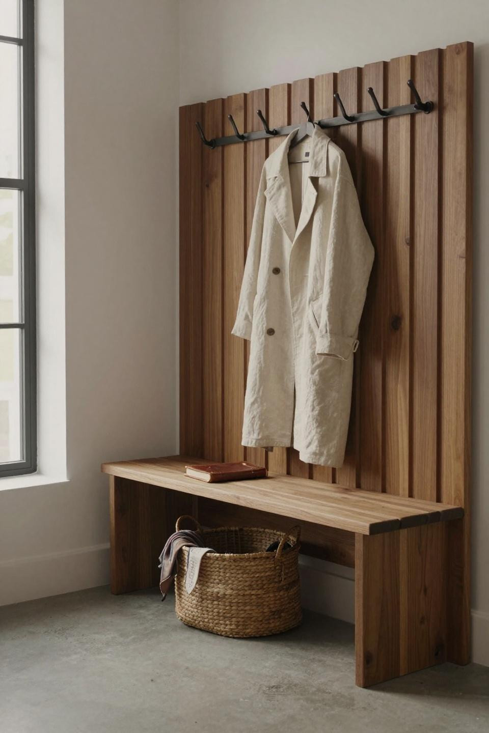 Hall Tree Plans - fluted walnut hall tree with vertical slats