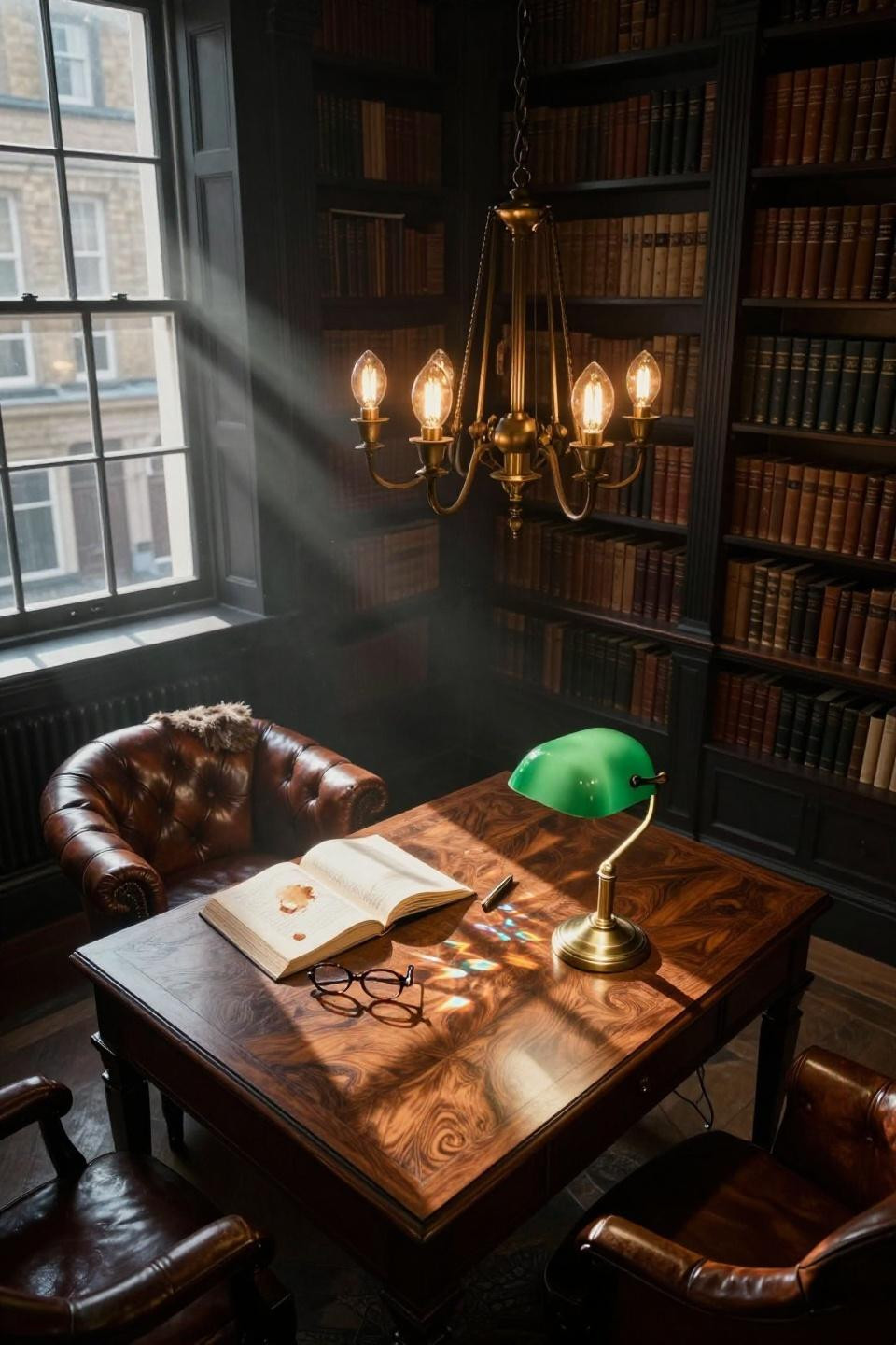 Moody Library Room - tufted leather in Georgian townhouse