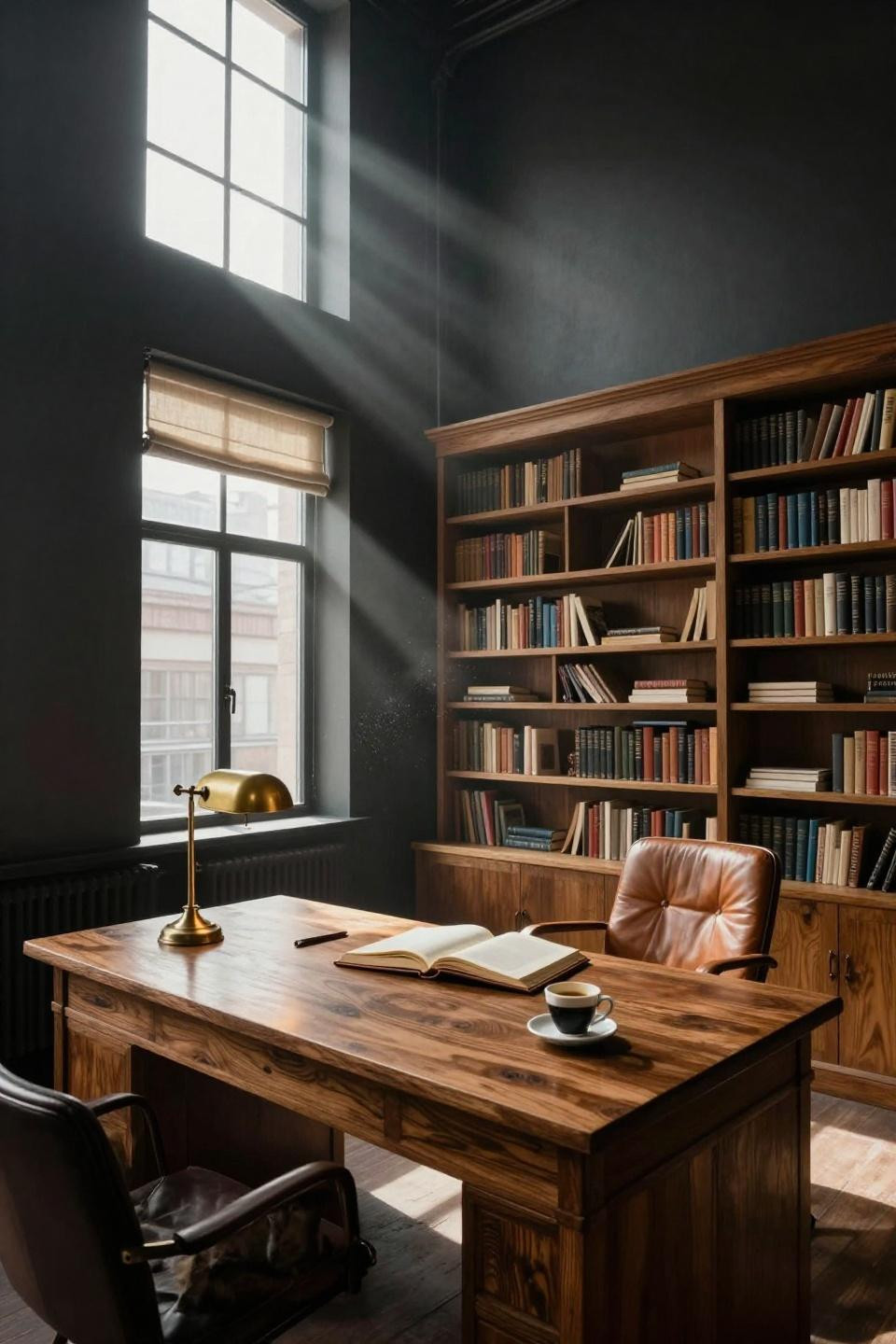 Small Home Library Ideas - warehouse loft with original brick