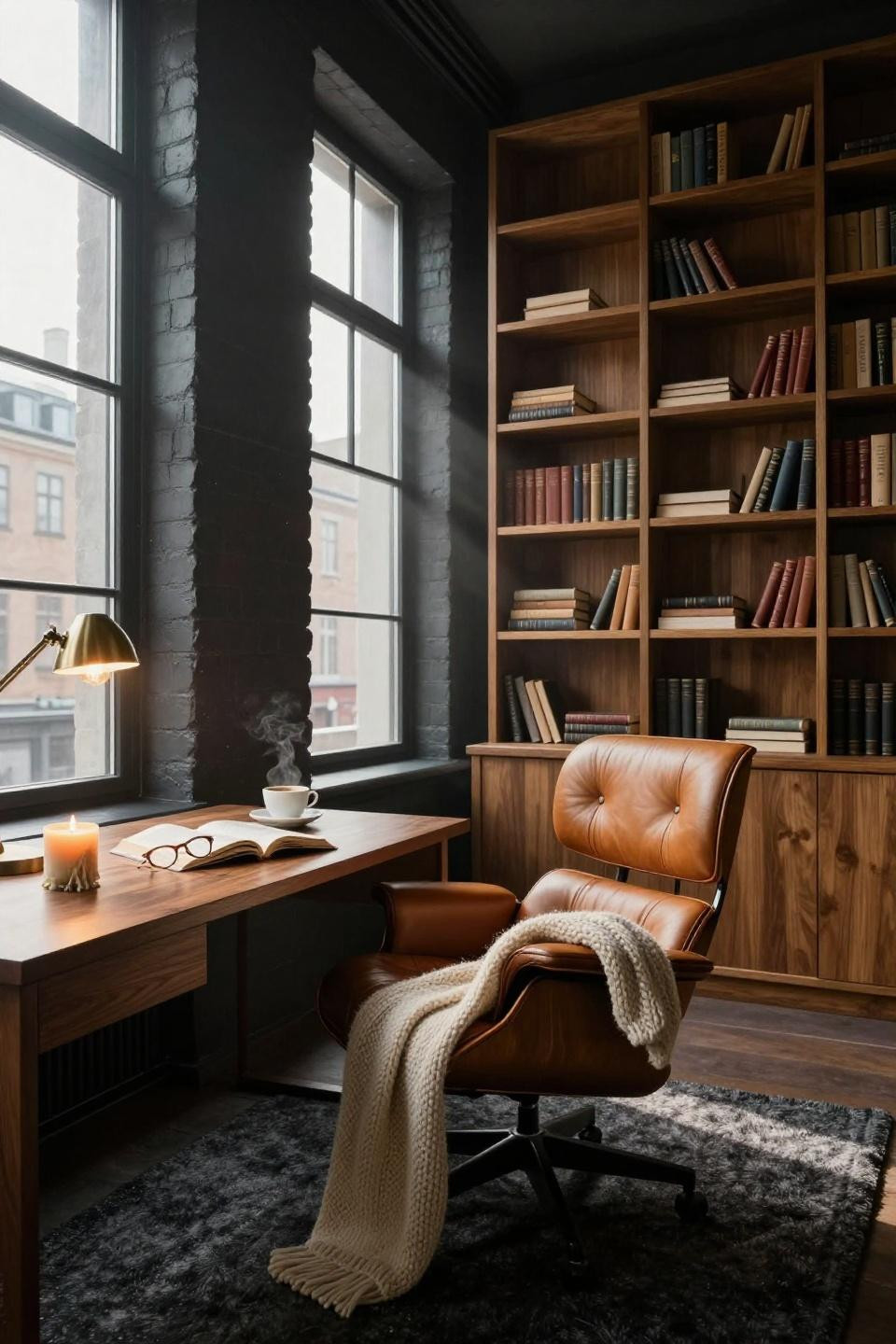 Built In Bookshelves - warm oak in Copenhagen loft conversion