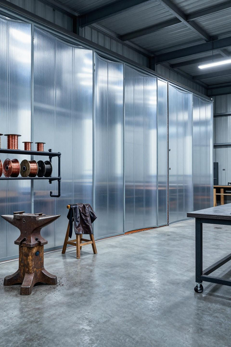 Barn makeover - industrial metalworking studio barn