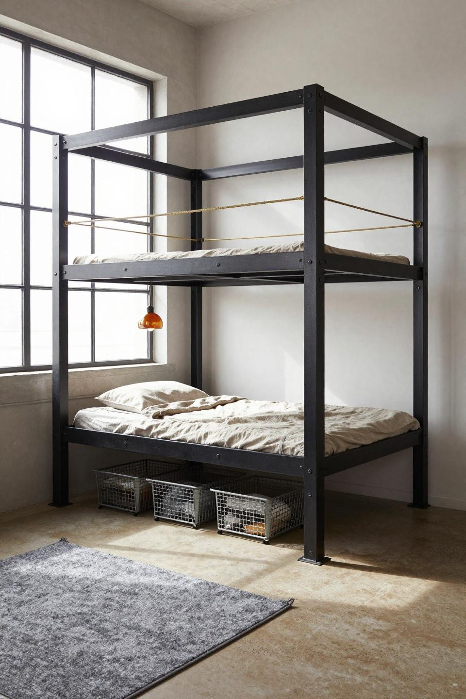 Loft Bed Ideas For Teens - powder coated black loft bed frame