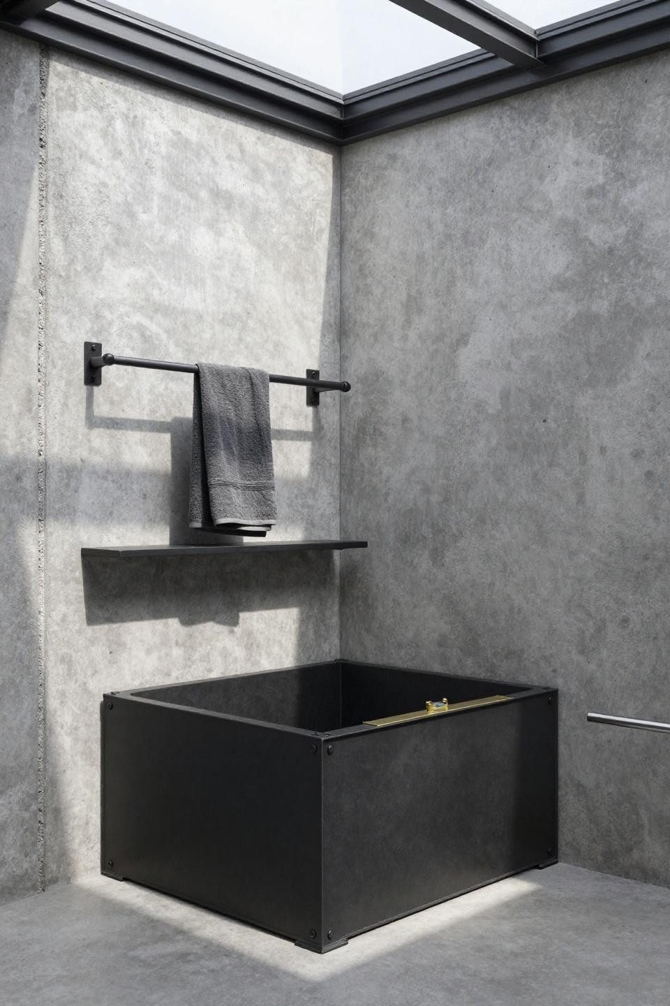 Small Wc Ideas - industrial concrete with blackened steel