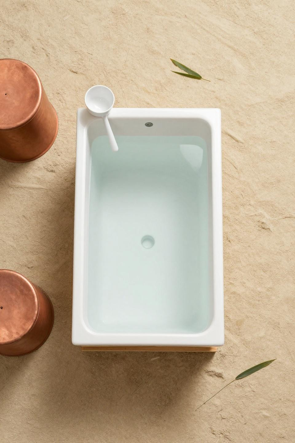 Main Bathroom Ideas - minimalist hinoki wood soaking pit at floor level
