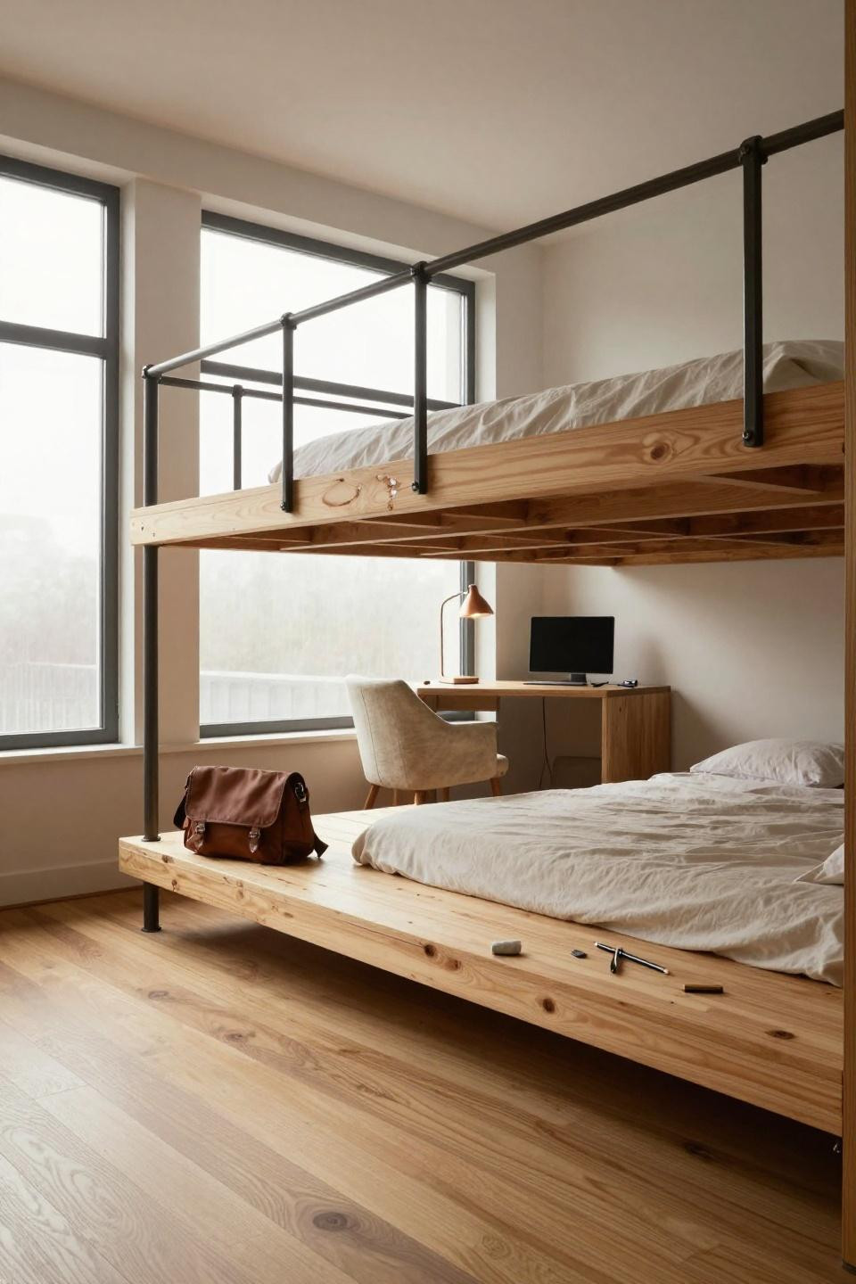 Twin Loft Bed Ideas For Small Rooms - full width birch platform loft bed