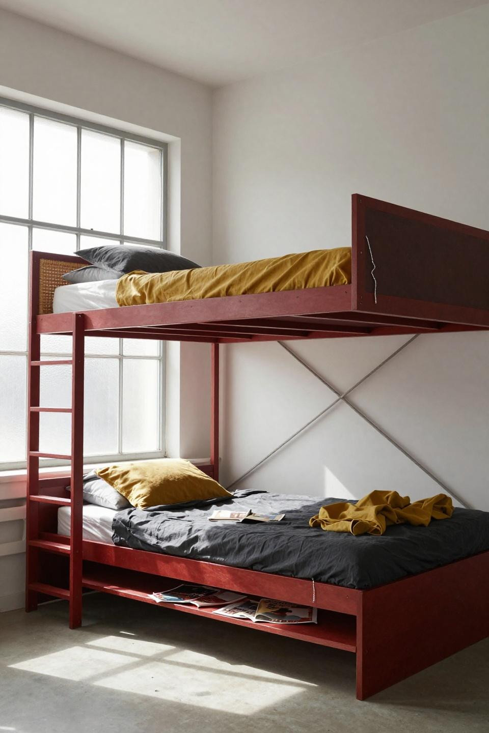 Loft Bed Ideas Aesthetic - steel frame loft bed with studio workspace