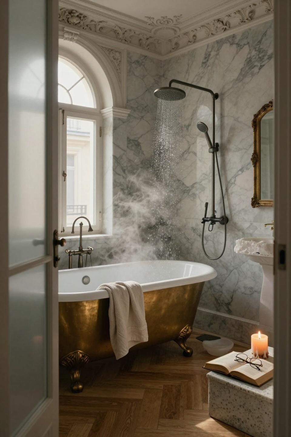 Luxury Bathroom Interior - eclectic mix of vintage and modern elements