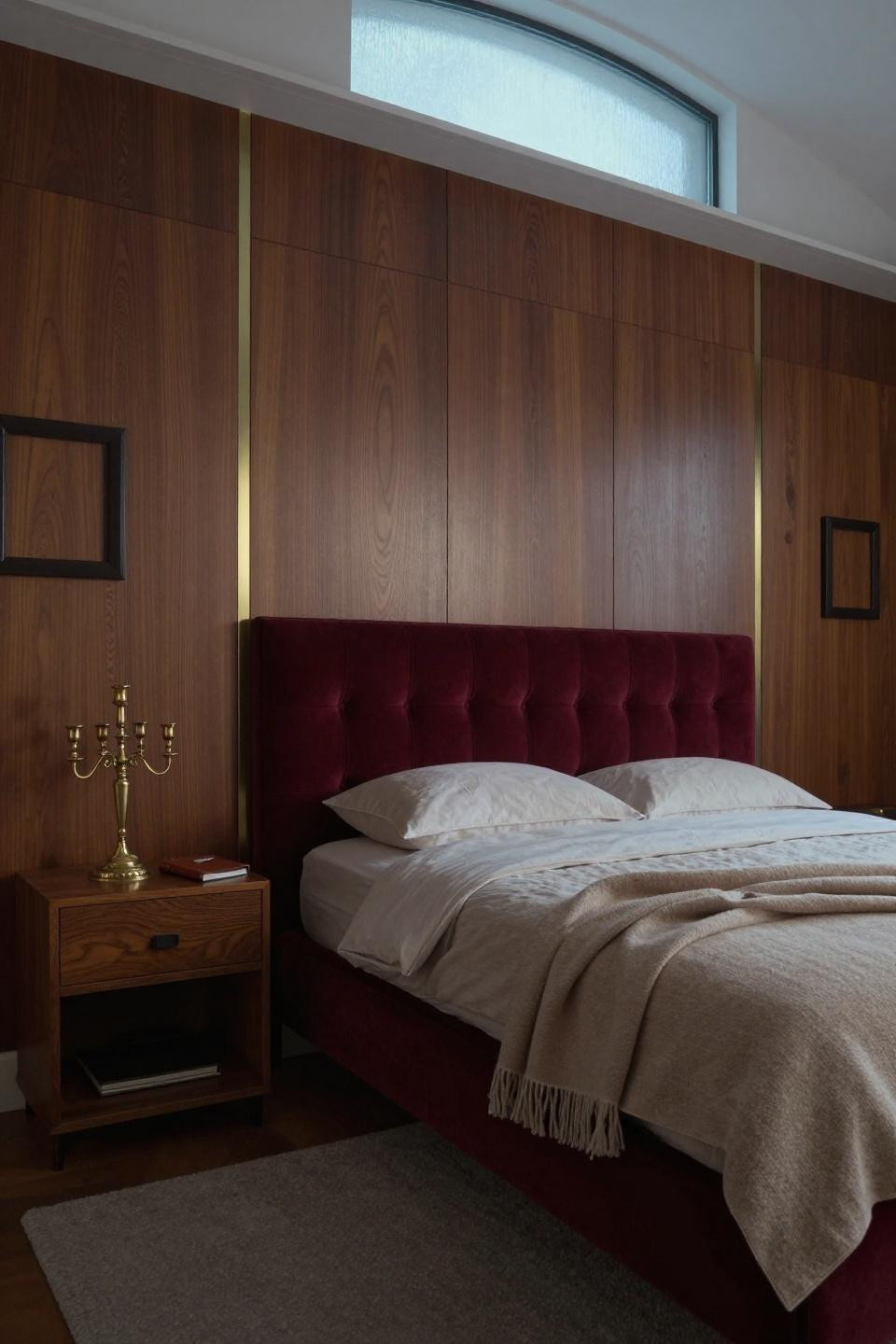 Dream Master Bedrooms Luxury - hand-carved walnut paneling burgundy velvet