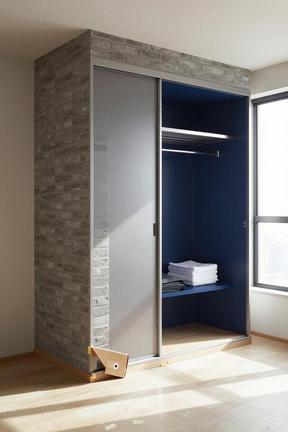 Modern Closet Designs - matte gunmetal sliding wardrobe