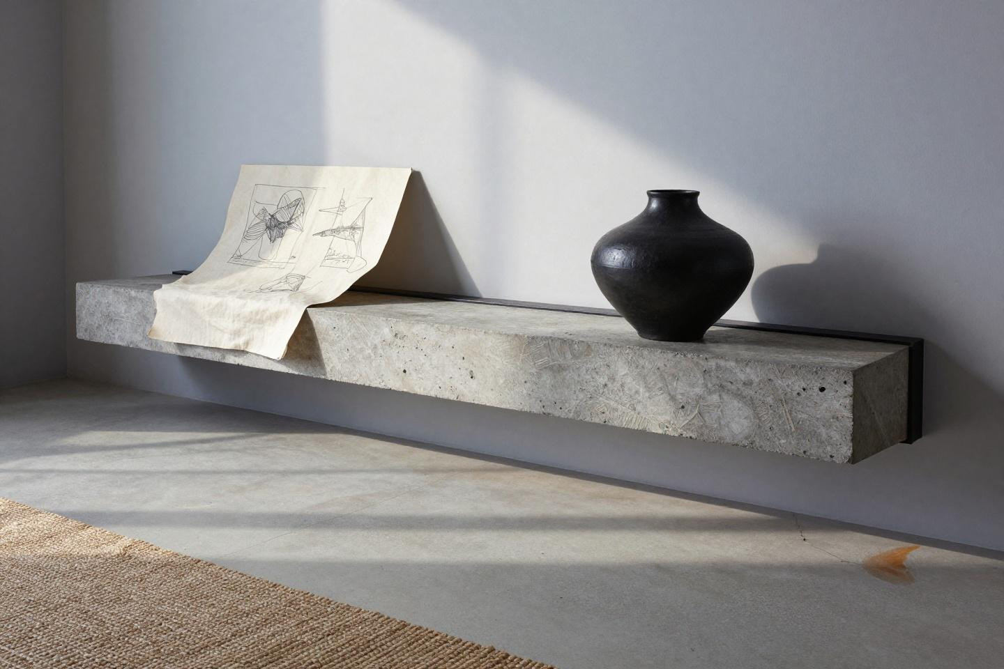 Modern Fireplace Ideas - brutalist concrete cantilever mantle