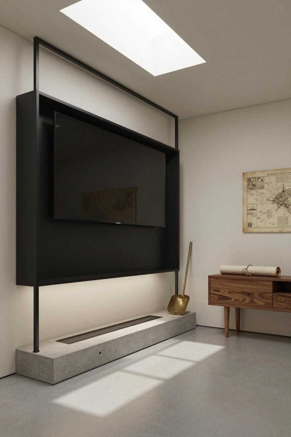 Living Room Tv Fireplace Wall Ideas - blackened steel modular frame