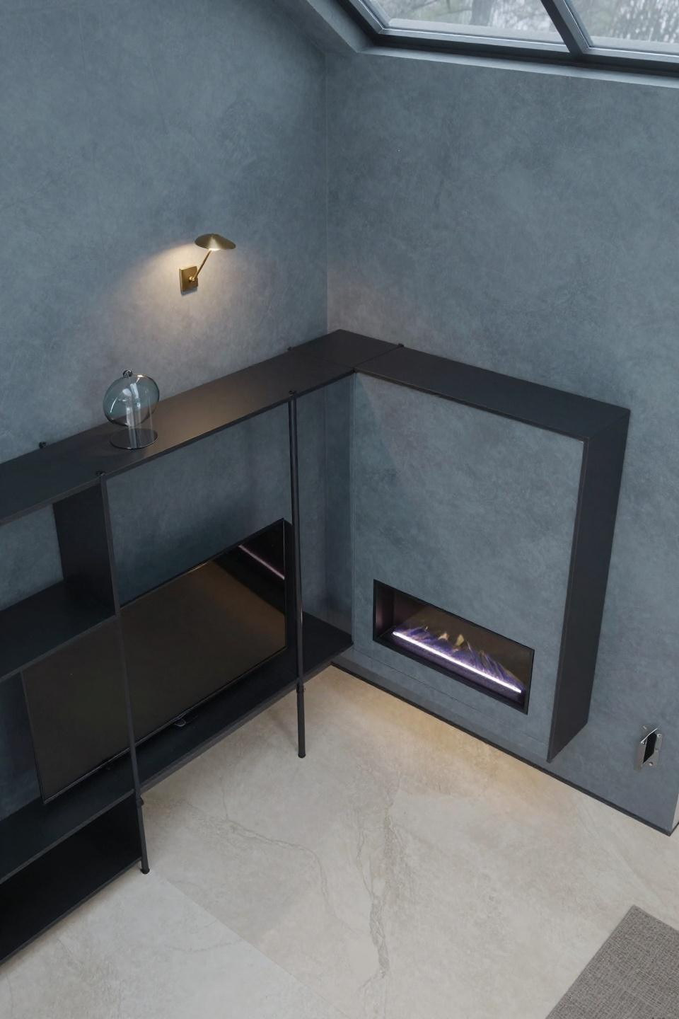 Tv Wall With Fireplace Modern - modular floating shelving dual TV