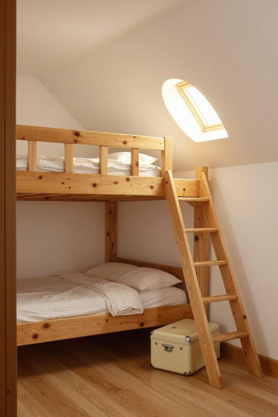 Loft Bed Aesthetic Room - natural pine corner loft bed