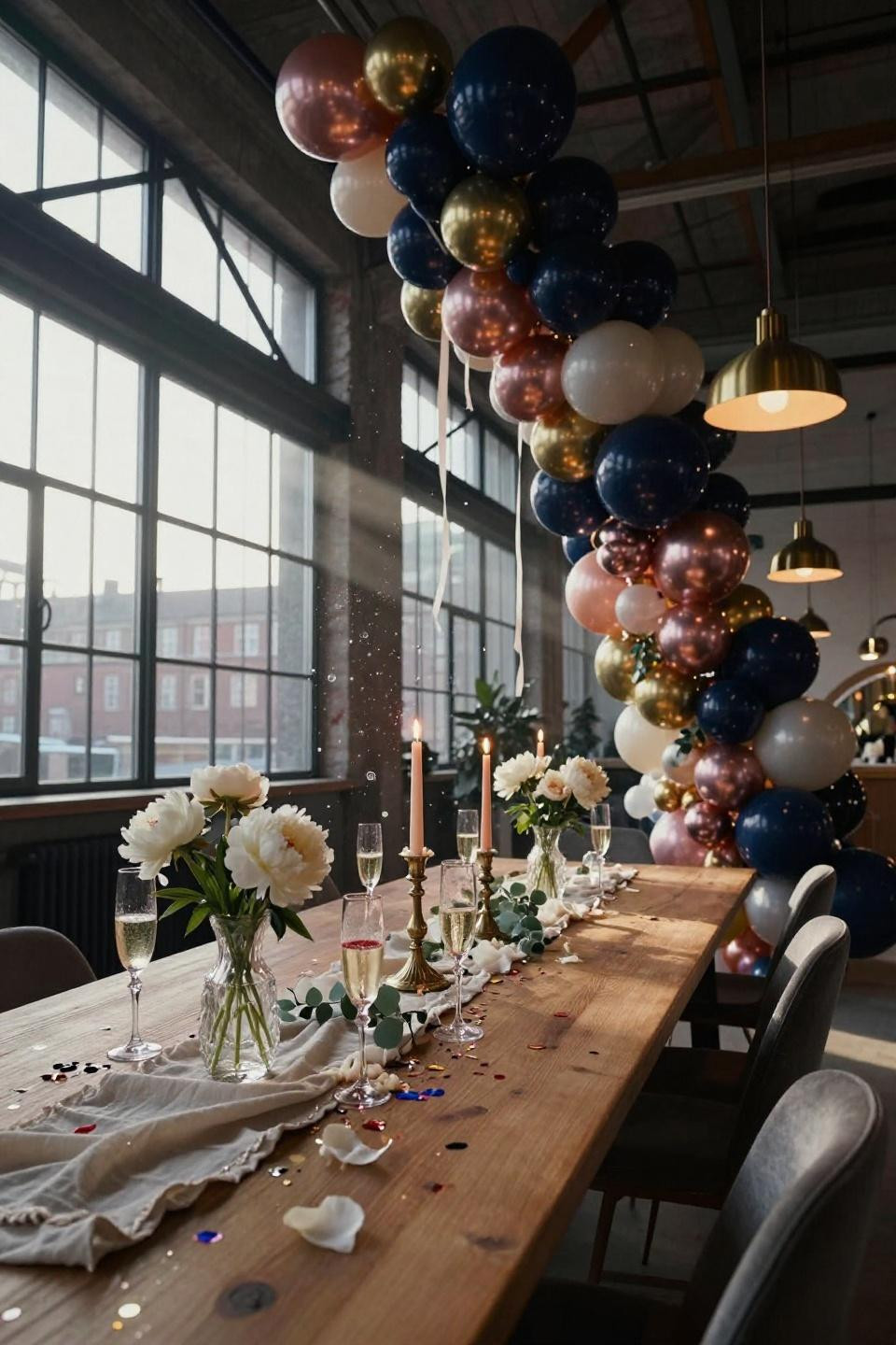 new years eve party ideas - sophisticated balloon installation
