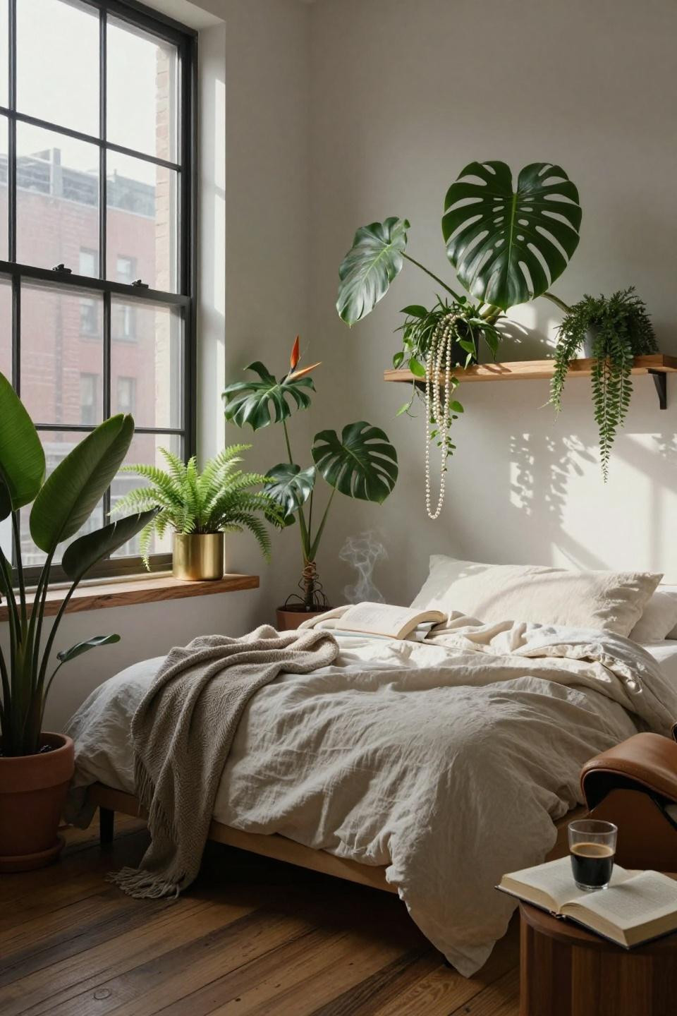 Nyc Bedroom Ideas - Tribeca loft with monstera and trailing pothos