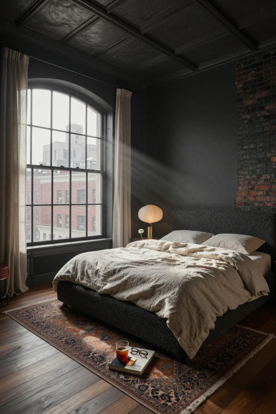 Ny Apartment Aesthetic - SoHo loft with charcoal walls and arched windows