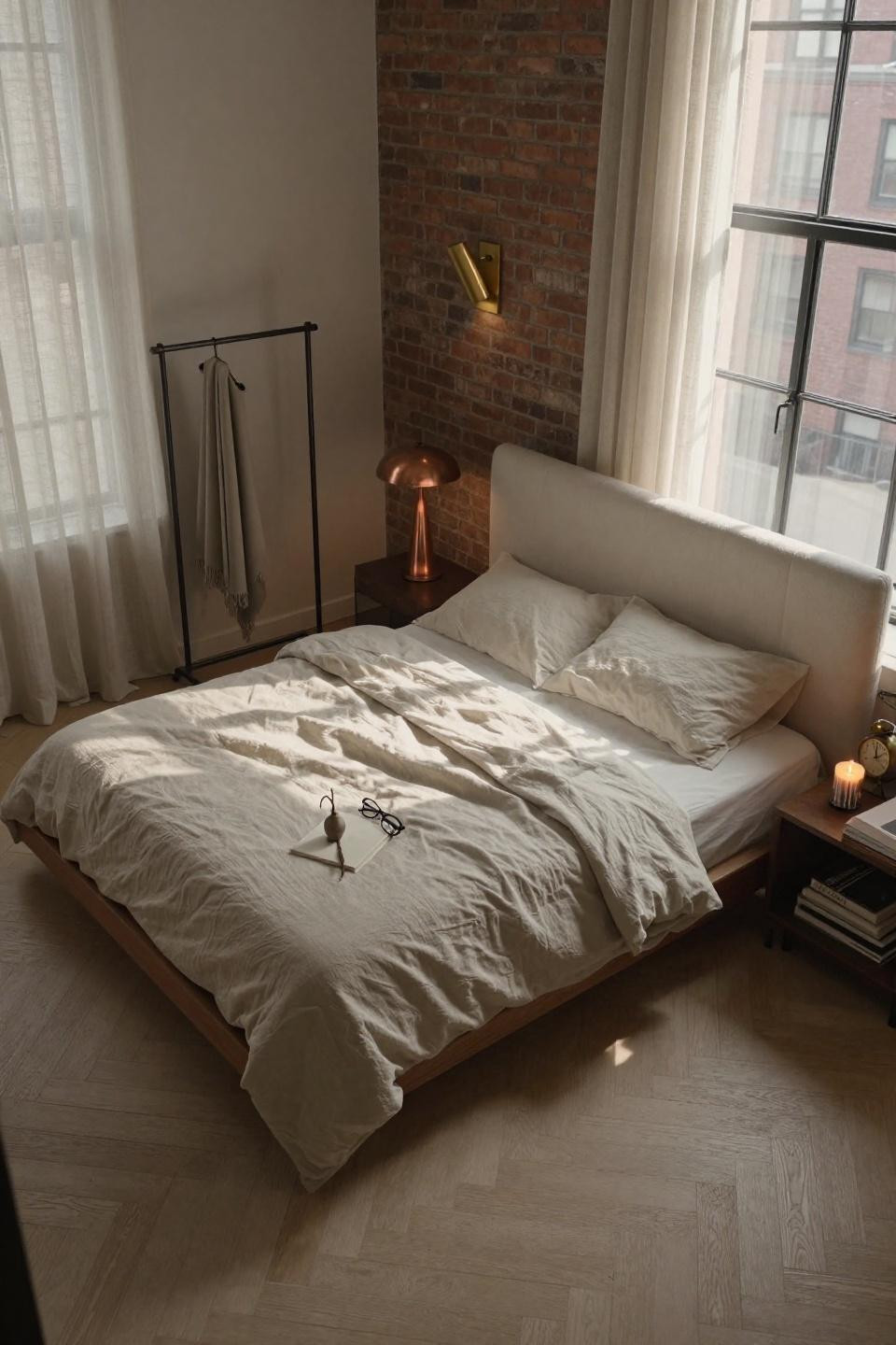City Apartment Bedroom - Tribeca loft with industrial casement windows