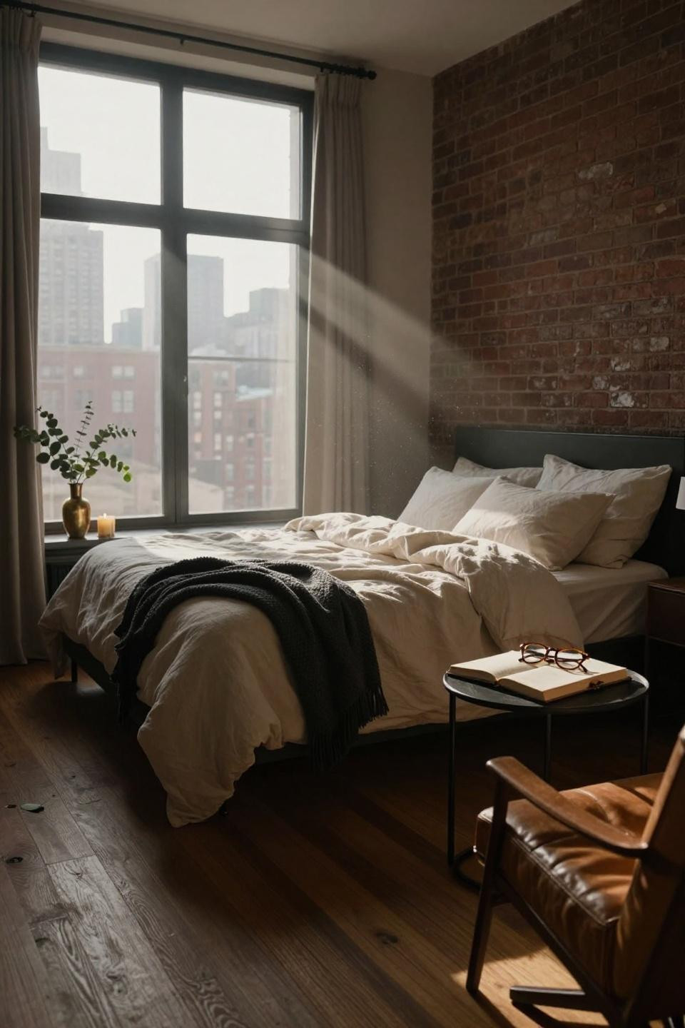 New York Room Aesthetic - pre-war apartment with charcoal and brass