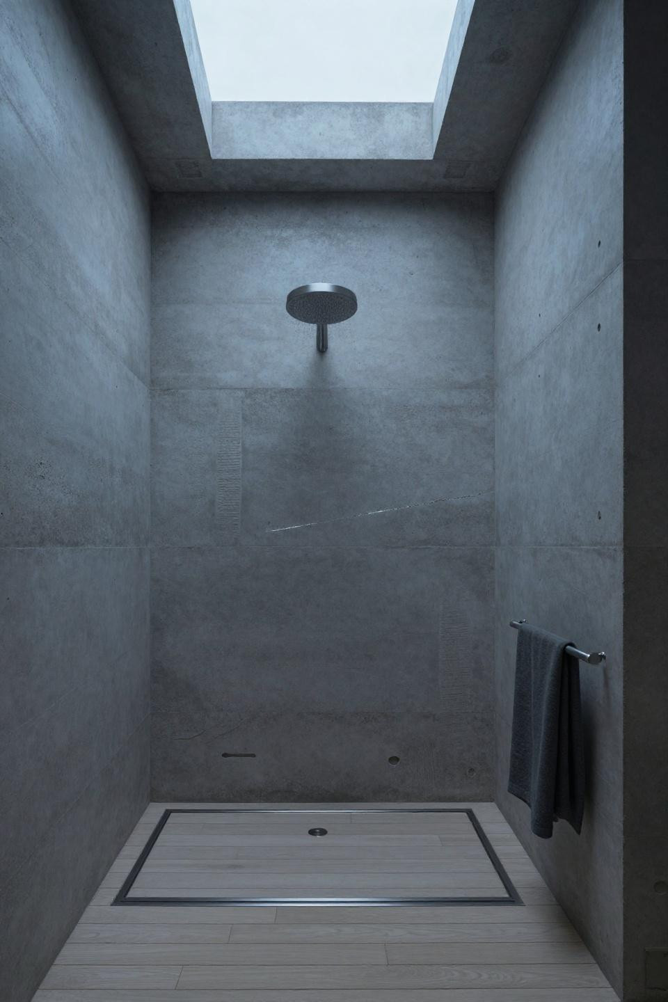 Enclosed Shower Ideas - monolithic concrete with natural voids